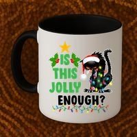 Is This Jolly Enough Funny Christmas Cat Coffee Mug thumb 2