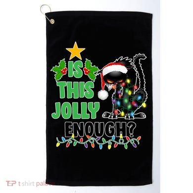 Is This Jolly Enough Funny Christmas Cat Golf Towel