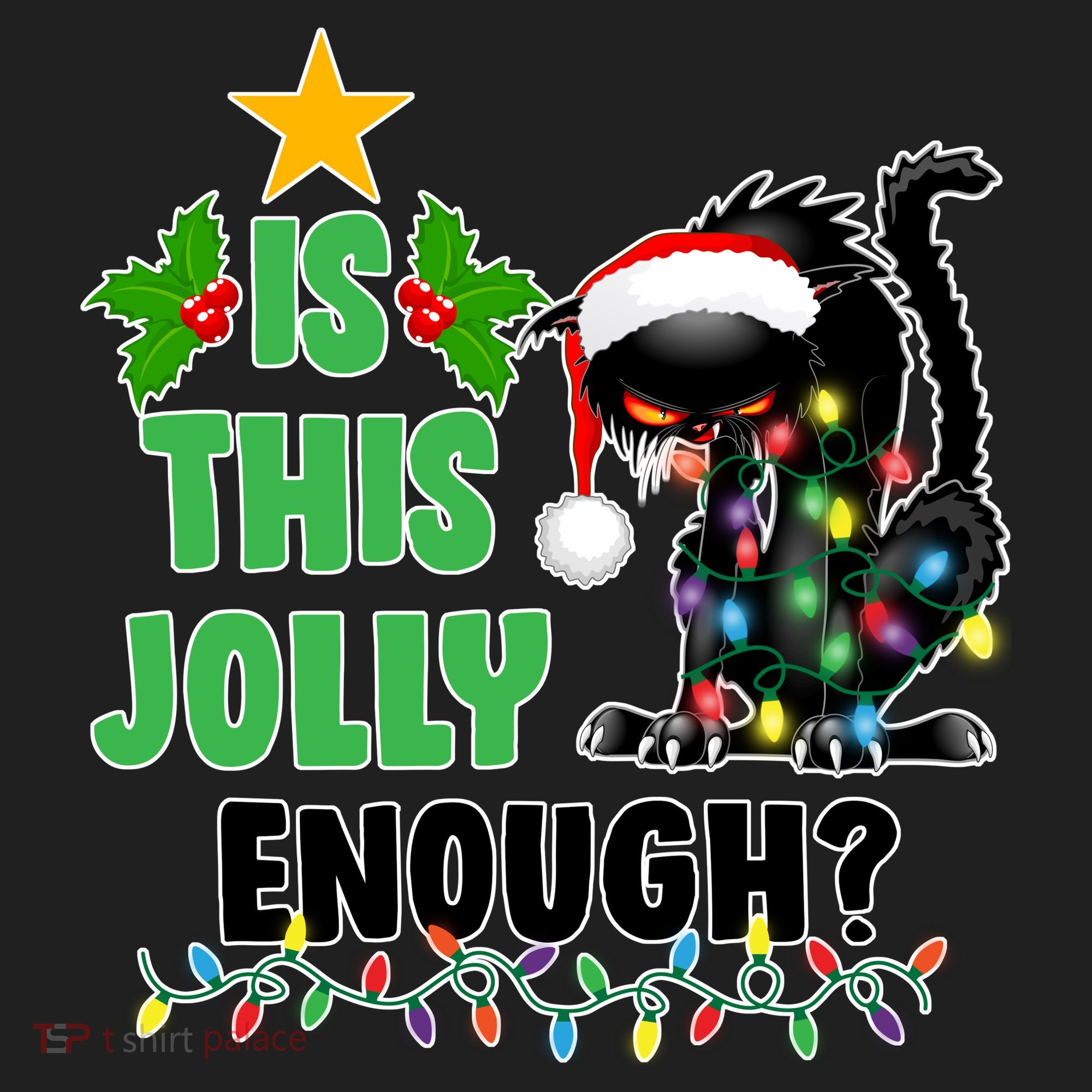 Is This Jolly Enough Funny Christmas Cat Golf Towel