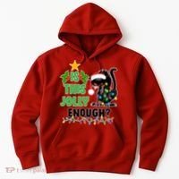 Is This Jolly Enough Funny Christmas Cat Hoodie thumb 0