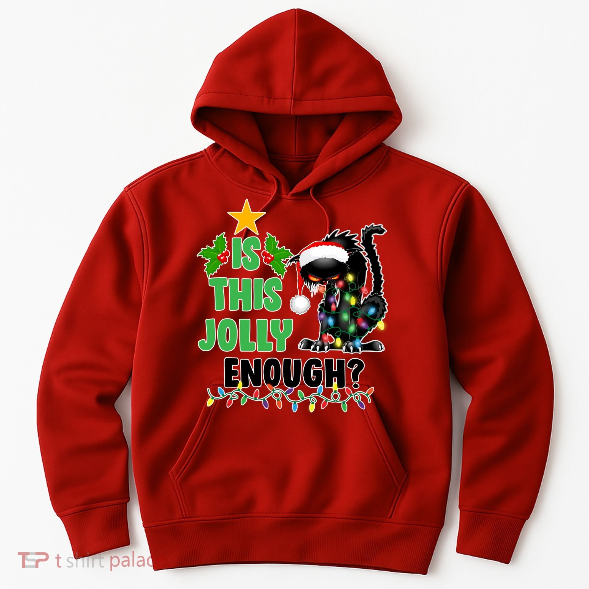 Is This Jolly Enough Funny Christmas Cat Hoodie