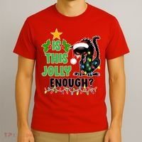 Is This Jolly Enough Funny Christmas Cat T-Shirt thumb 3