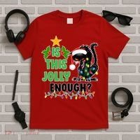 Is This Jolly Enough Funny Christmas Cat T-Shirt thumb 5