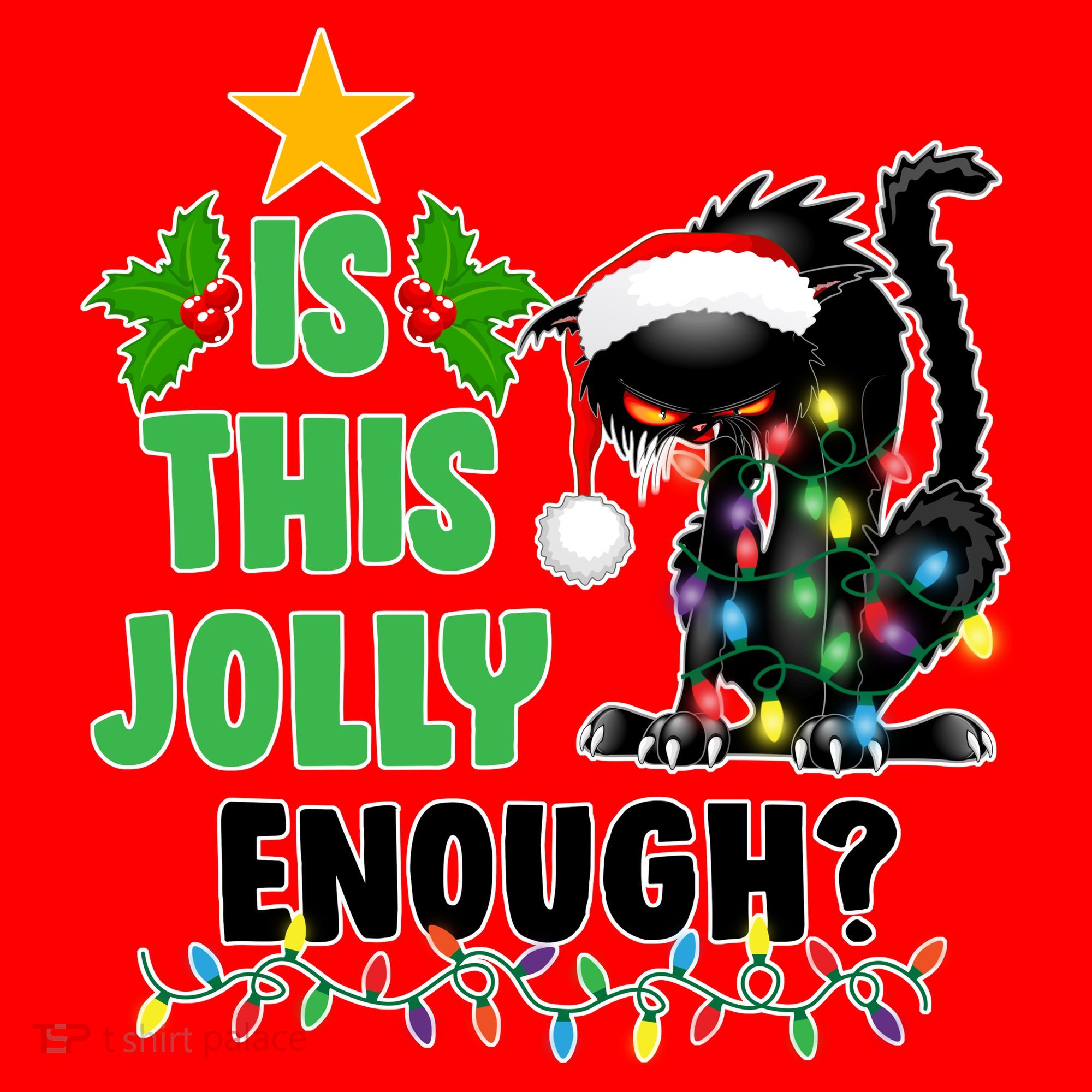 Is This Jolly Enough Funny Christmas Cat Button