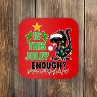 Is This Jolly Enough Funny Christmas Cat Coaster thumb 0