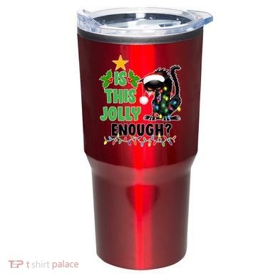 Is This Jolly Enough Funny Christmas Cat Tumbler