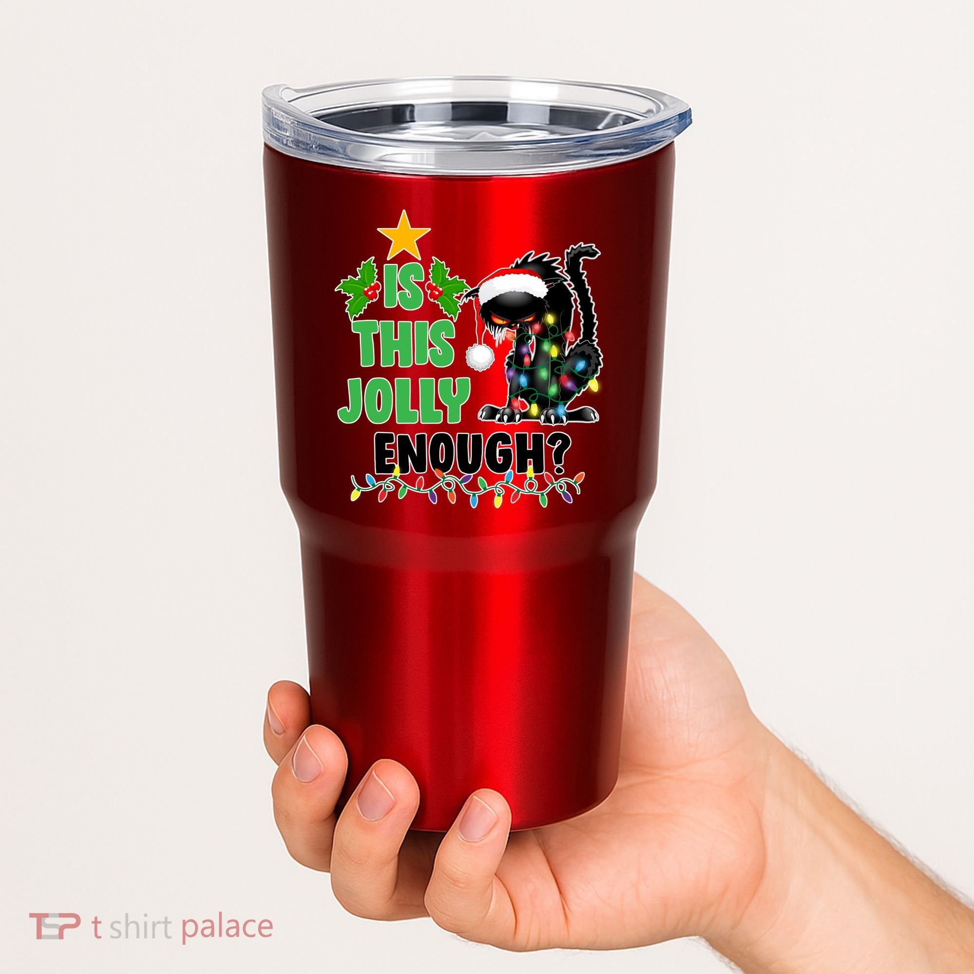 Is This Jolly Enough Funny Christmas Cat Tumbler