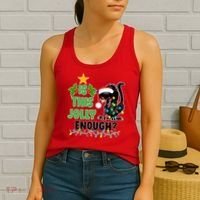 Is This Jolly Enough Funny Christmas Cat Women's Tank Top thumb 2