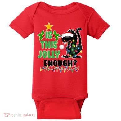 Is This Jolly Enough Funny Christmas Cat Baby Bodysuit