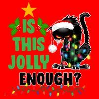 Is This Jolly Enough Funny Christmas Cat Santa Hat thumb 1