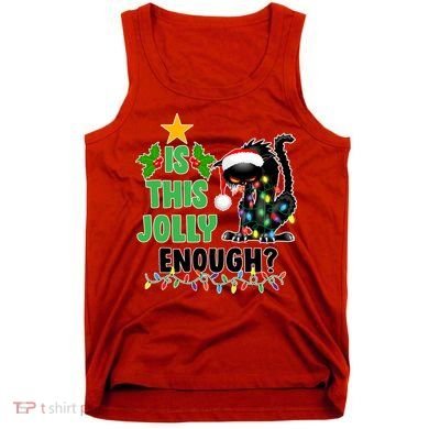 Is This Jolly Enough Funny Christmas Cat Tank Top