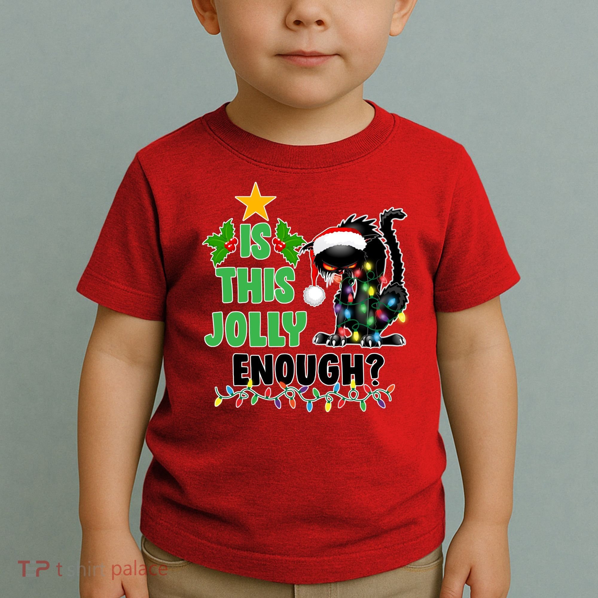Is This Jolly Enough Funny Christmas Cat Toddler T-Shirt