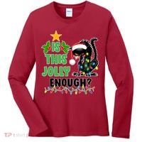 Is This Jolly Enough Funny Christmas Cat Women's Long Sleeve Shirt thumb 0