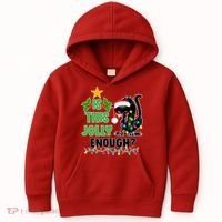 Is This Jolly Enough Funny Christmas Cat Kids Hoodie thumb 0