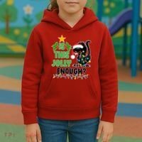 Is This Jolly Enough Funny Christmas Cat Kids Hoodie thumb 3