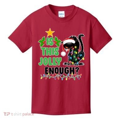 Is This Jolly Enough Funny Christmas Cat Kids T-Shirt