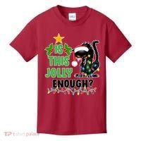 Is This Jolly Enough Funny Christmas Cat Kids T-Shirt thumb 0