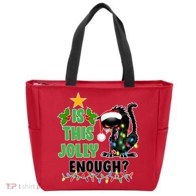 Is This Jolly Enough Funny Christmas Cat Tote Bag