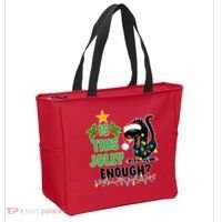 Is This Jolly Enough Funny Christmas Cat Tote Bag thumb 2