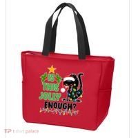 Is This Jolly Enough Funny Christmas Cat Tote Bag thumb 3
