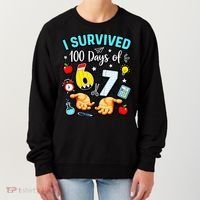 I Survived 100 Days Of 67 School Teachers Students 6-7 Meme Women's Sweatshirt thumb 0