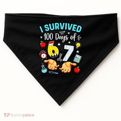 I Survived 100 Days Of 67 School Teachers Students 6-7 Meme USA-Made Doggie Bandana