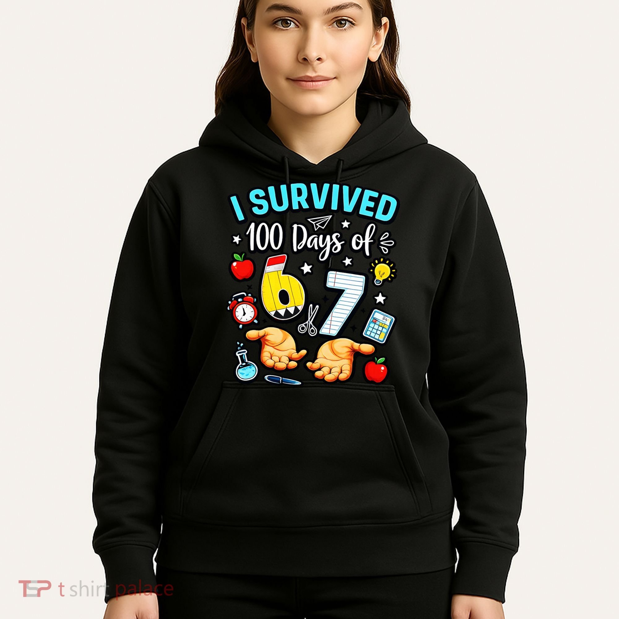 I Survived 100 Days Of 67 School Teachers Students 6-7 Meme Hoodie