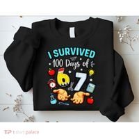 I Survived 100 Days Of 67 School Teachers Students 6-7 Meme Sweatshirt thumb 2