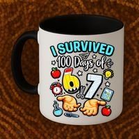 I Survived 100 Days Of 67 School Teachers Students 6-7 Meme Coffee Mug thumb 2