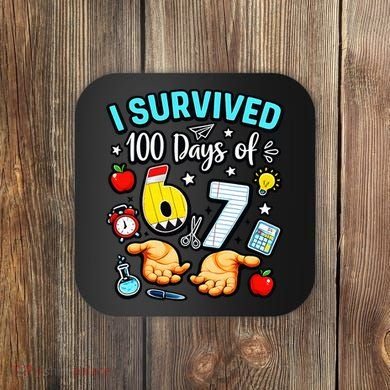 I Survived 100 Days Of 67 School Teachers Students 6-7 Meme Coaster