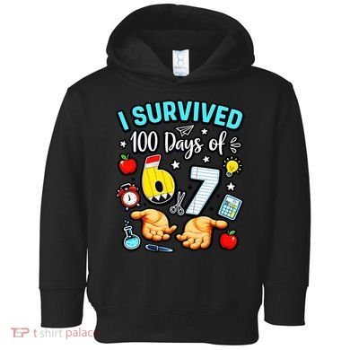 I Survived 100 Days Of 67 School Teachers Students 6-7 Meme Toddler Hoodie