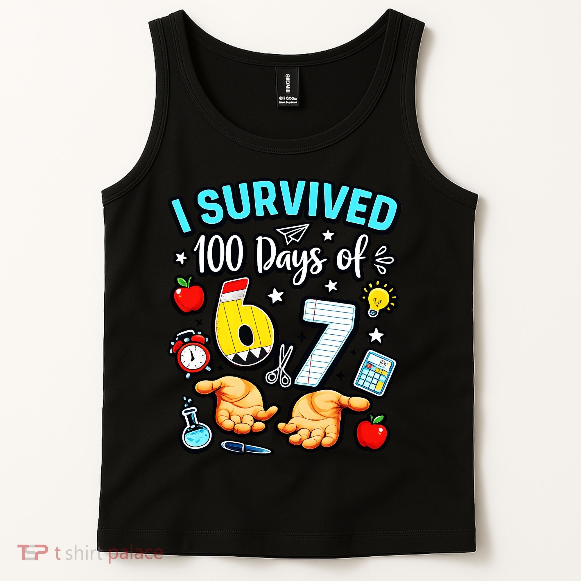 I Survived 100 Days Of 67 School Teachers Students 6-7 Meme Tank Top