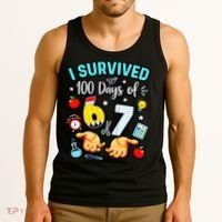 I Survived 100 Days Of 67 School Teachers Students 6-7 Meme Tank Top thumb 3