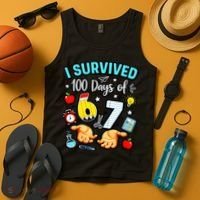 I Survived 100 Days Of 67 School Teachers Students 6-7 Meme Tank Top thumb 4