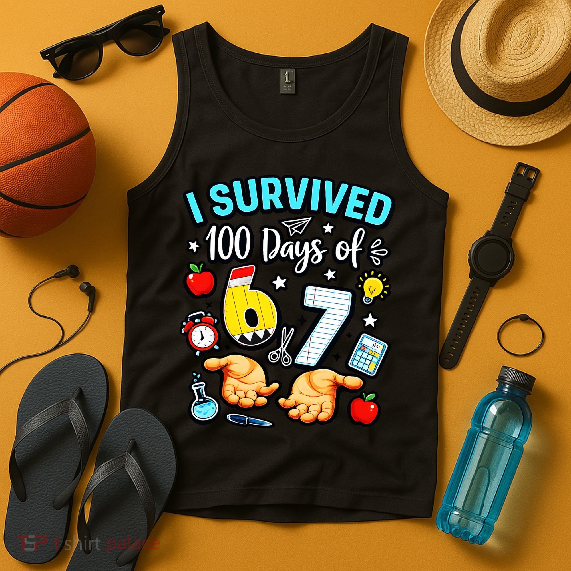 I Survived 100 Days Of 67 School Teachers Students 6-7 Meme Tank Top