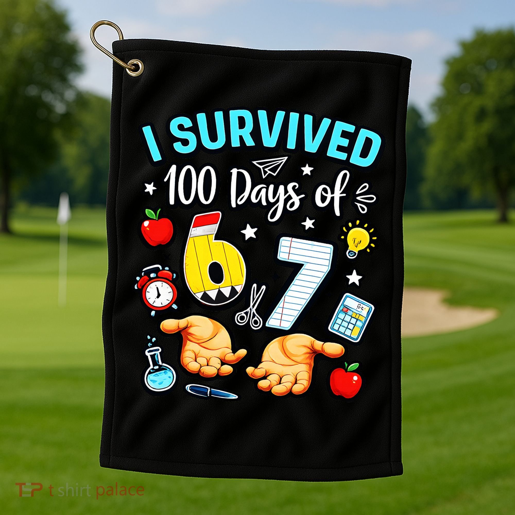 I Survived 100 Days Of 67 School Teachers Students 6-7 Meme Golf Towel