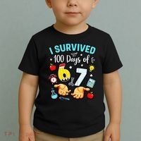 I Survived 100 Days Of 67 School Teachers Students 6-7 Meme Toddler T-Shirt thumb 2