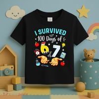 I Survived 100 Days Of 67 School Teachers Students 6-7 Meme Toddler T-Shirt thumb 3