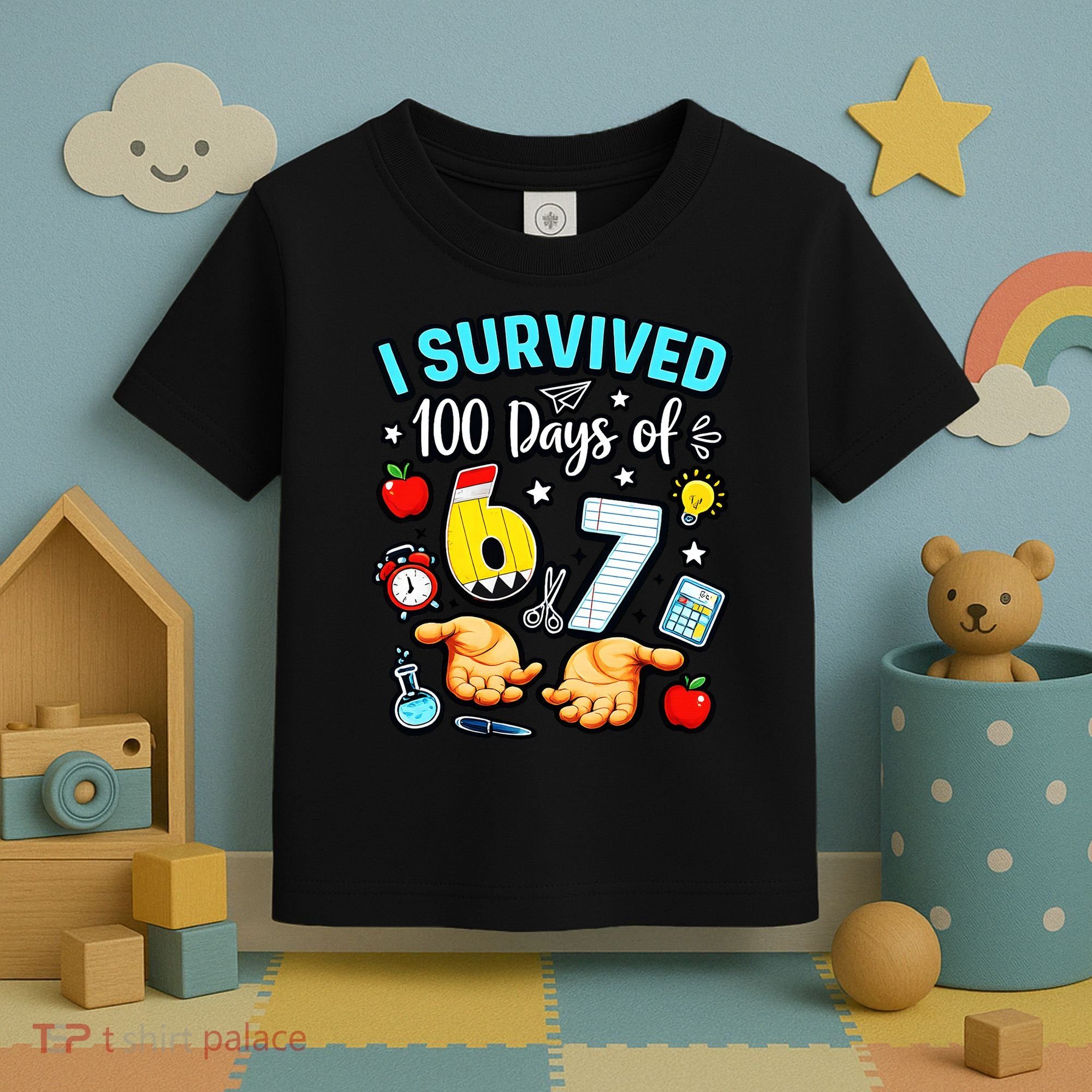 I Survived 100 Days Of 67 School Teachers Students 6-7 Meme Toddler T-Shirt