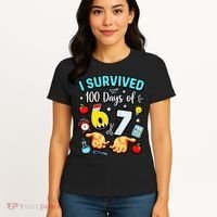 I Survived 100 Days Of 67 School Teachers Students 6-7 Meme Women's T-Shirt thumb 4