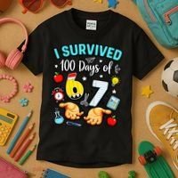 I Survived 100 Days Of 67 School Teachers Students 6-7 Meme Kids T-Shirt thumb 3