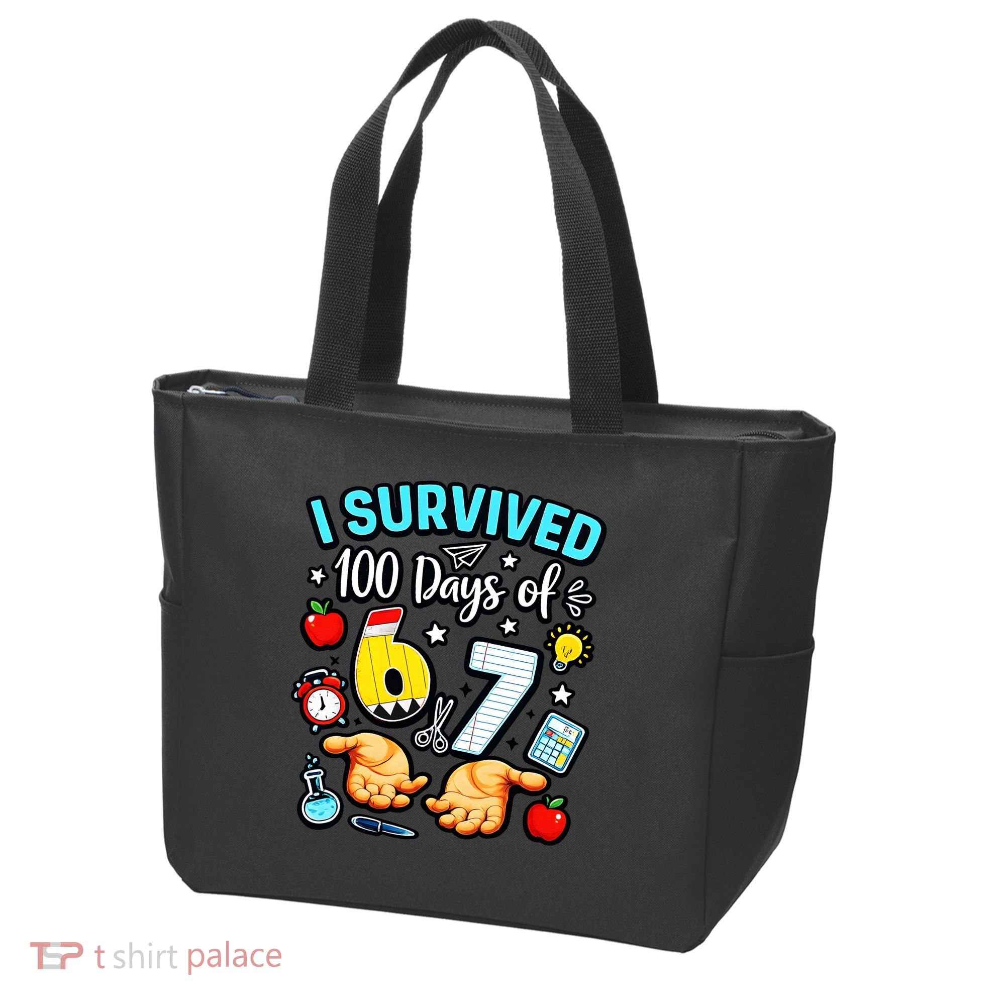 I Survived 100 Days Of 67 School Teachers Students 6-7 Meme Tote Bag