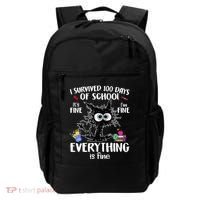 I Survived 100 Days Of School Everything Is Fine Funny Cat Backpack thumb 0