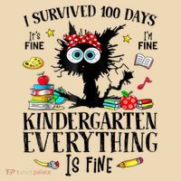 I Survived 100 Days Of Kindergarten Teacher & Student Funny Cat Tote Bag thumb 4