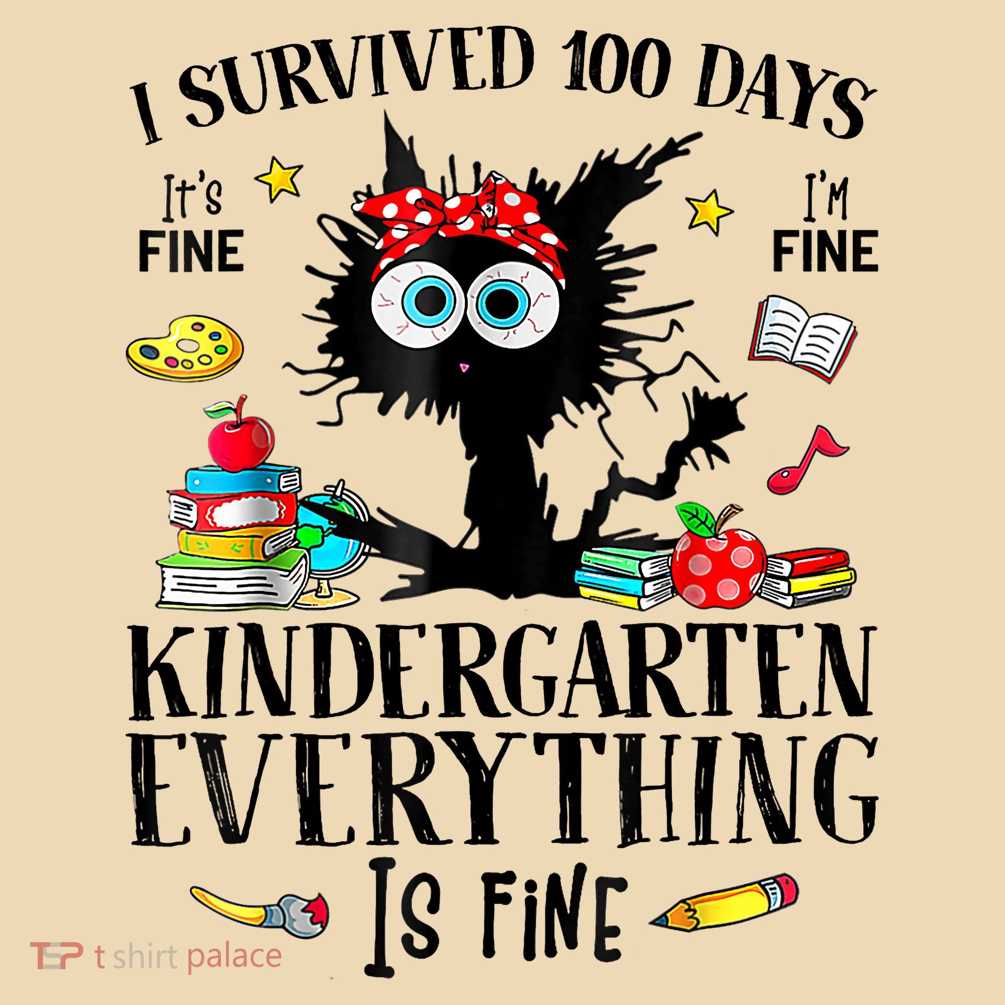I Survived 100 Days Of Kindergarten Teacher & Student Funny Cat Tote Bag