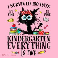 I Survived 100 Days Of Kindergarten Teacher & Student Funny Cat Coaster thumb 2