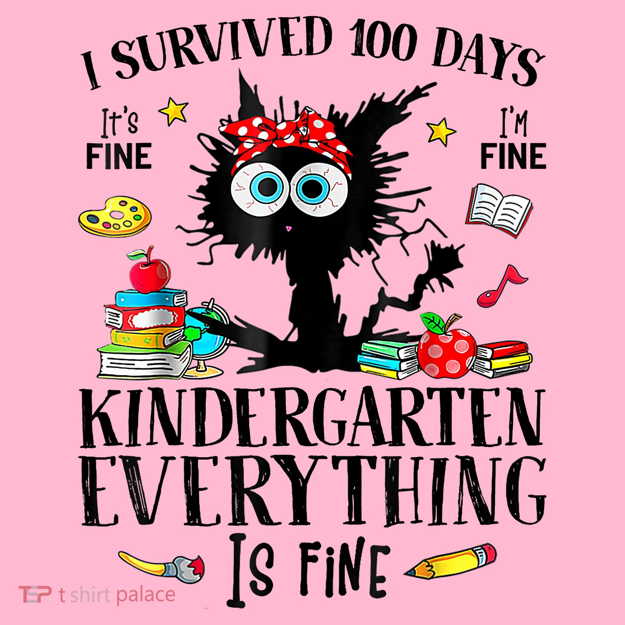 I Survived 100 Days Of Kindergarten Teacher & Student Funny Cat Coaster