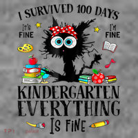 I Survived 100 Days Of Kindergarten Teacher & Student Funny Cat Toddler Hoodie thumb 2