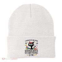 I Survived 100 Days Of Kindergarten Teacher & Student Funny Cat Beanie thumb 0