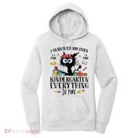 I Survived 100 Days Of Kindergarten Teacher & Student Funny Cat Women's Hoodie thumb 0